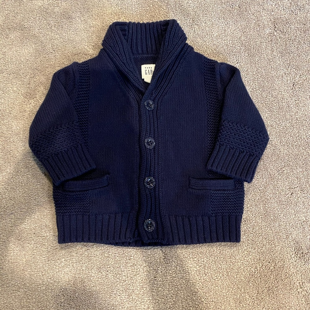 Baby Gap Navy shawl cardigan sweater, 3-6 months